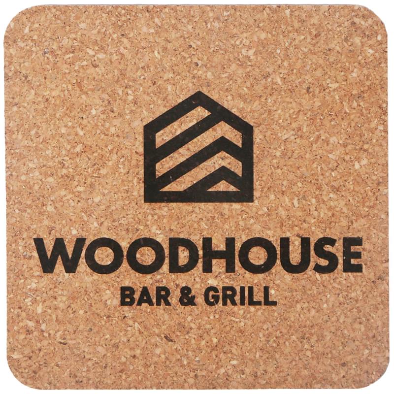 Laser Engraved Recycled 3mm Square Cork Coaster