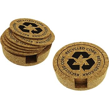 Laser Engraved Recycled Cork Coaster Set