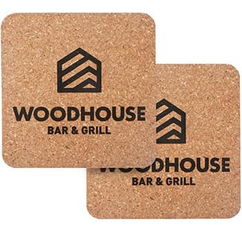 Laser Engraved Recycled 3mm Square Cork Coaster